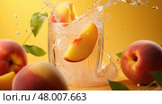food sweet juice drink peach ai generated. Стоковое AI-изображение, AI-художник Vectorwin / Фотобанк Лори