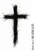 Symbol of Remembrance With Ashes Cross Representing Ash Wednesday, Funerals, and Cremation. Стоковое AI-изображение, AI-художник Sergey Grishin / Фотобанк Лори