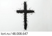 Ash Cross Symbolizing Ash Wednesday, a Time for Reflection and Mourning in Christian Traditions During the Season of Lent. Стоковое AI-изображение, AI-художник Sergey Grishin / Фотобанк Лори