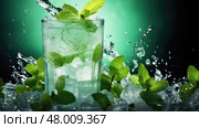 ice fresh soda drink minty ai generated. Стоковое AI-изображение, AI-художник Vectorwin / Фотобанк Лори