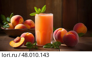 juicy ripe juice drink peachy ai generated. Стоковое AI-изображение, AI-художник Vectorwin / Фотобанк Лори