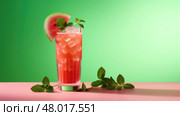 fresh tasty juice drink minty ai generated. Стоковое AI-изображение, AI-художник Vectorwin / Фотобанк Лори