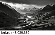alley v shaped valley ai generated. Стоковое AI-изображение, AI-художник Vectorwin / Фотобанк Лори