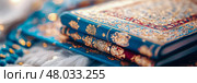 Ornate Journals Resting on Soft Surface. Стоковое AI-изображение, AI-художник Данила Большаков / Фотобанк Лори