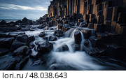 geology basalt columns landscape ai generated. Стоковое AI-изображение, AI-художник Vectorwin / Фотобанк Лори