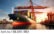 export international ship cargo ai generated. Стоковое AI-изображение, AI-художник Vectorwin / Фотобанк Лори