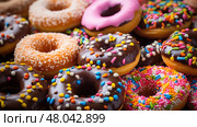sugar fried donut food ai generated. Стоковое AI-изображение, AI-художник Vectorwin / Фотобанк Лори
