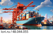 import merchandise ship cargo ai generated. Стоковое AI-изображение, AI-художник Vectorwin / Фотобанк Лори