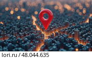 CGI (computer-generated imagery) rendering of a detailed cityscape at night. The image features a 3D model of a sprawlin. Стоковое AI-видео, аниматор Sergey Grishin / Фотобанк Лори