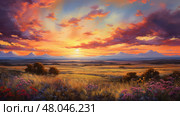 grasslands prairies landscape stunning ai generated. Стоковое AI-изображение, AI-художник Vectorwin / Фотобанк Лори