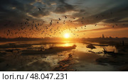 bog tidal swamp landscape ai generated. Стоковое AI-изображение, AI-художник Vectorwin / Фотобанк Лори