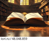 Книга в библиотеке. Стоковое AI-изображение, AI-художник Boostport / Фотобанк Лори