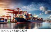 transportation goods ship cargo ai generated. Стоковое AI-изображение, AI-художник Vectorwin / Фотобанк Лори