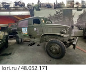 Радийный фургон CHevrolet Panel Van K51 (G7105) . США . Выставка военной техники "Моторы войны" . Музей ретроавтомобилей на улице Рогожский вал, 9/2 в Москве. Редакционное фото, фотограф stargal / Фотобанк Лори