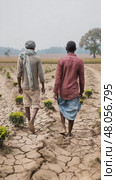 Farmers walking away on dry field. Стоковое AI-видео, аниматор Юрий Поздников / Фотобанк Лори