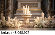light candle on altar ai generated. Стоковое AI-изображение, AI-художник Vectorwin / Фотобанк Лори