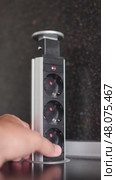 Pop up Power Outlet with Hand Modern Kitchen Socket. Стоковое видео, видеограф Женя Канашкин / Фотобанк Лори