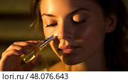 hydrate applying face oil ai generated. Стоковое AI-изображение, AI-художник Vectorwin / Фотобанк Лори