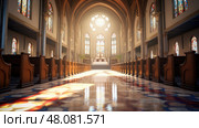 chancel church interior ai generated. Стоковое AI-изображение, AI-художник Vectorwin / Фотобанк Лори