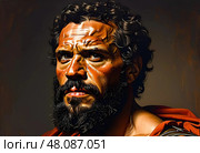 A powerful figure stands resolute, embodying the spirit of Hercules. Muscles tense and eyes ablaze, he reflects the tales of valor that echo through the rich history of ancient Greece Generative AI. Стоковое AI-изображение, AI-художник Юлия Петровская / Фотобанк Лори