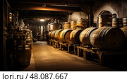 kegs brewery equipment ai generated. Стоковое AI-изображение, AI-художник Vectorwin / Фотобанк Лори