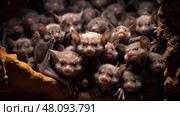 roosting little brown bat ai generated. Стоковое AI-изображение, AI-художник Vectorwin / Фотобанк Лори