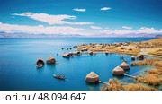bolivia lake titicaca floating ai generated. Стоковое AI-изображение, AI-художник Vectorwin / Фотобанк Лори