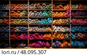 acrylic yarn textile mill ai generated. Стоковое AI-изображение, AI-художник Vectorwin / Фотобанк Лори