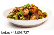 roasted brussel sprouts on white background ai generated. Стоковое AI-изображение, AI-художник Vectorwin / Фотобанк Лори
