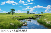 meadow water running ai generated. Стоковое AI-изображение, AI-художник Vectorwin / Фотобанк Лори