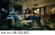 immersed home under water ai generated. Стоковое AI-изображение, AI-художник Vectorwin / Фотобанк Лори