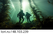 under diving in water ai generated. Стоковое AI-изображение, AI-художник Vectorwin / Фотобанк Лори
