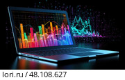 screen data on laptop ai generated. Стоковое AI-изображение, AI-художник Vectorwin / Фотобанк Лори