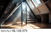 glass attic door ai generated. Стоковое AI-изображение, AI-художник Vectorwin / Фотобанк Лори