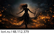 soaring black wings woman ai generated. Стоковое AI-изображение, AI-художник Vectorwin / Фотобанк Лори