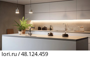 chandelier lighting kitchen Finally ai generated. Стоковое AI-изображение, AI-художник Vectorwin / Фотобанк Лори