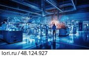 laboratory blue scientific ai generated. Стоковое AI-изображение, AI-художник Vectorwin / Фотобанк Лори