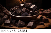 plate dark chocolate chunks ai generated. Стоковое AI-изображение, AI-художник Vectorwin / Фотобанк Лори