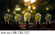 innovation light bulb growth ai generated. Стоковое AI-изображение, AI-художник Vectorwin / Фотобанк Лори