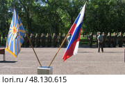 Russia Orenburg region July 3, 2005: young cadets studying at the military department of the aviation institute take the oath. Редакционное фото, фотограф Акиньшин Владимир / Фотобанк Лори