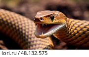 deadly eastern brown snake ai generated. Стоковое AI-изображение, AI-художник Vectorwin / Фотобанк Лори