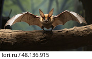 roost big brown bat ai generated. Стоковое AI-изображение, AI-художник Vectorwin / Фотобанк Лори