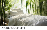 friendly bamboo bed sheets ai generated. Стоковое AI-изображение, AI-художник Vectorwin / Фотобанк Лори