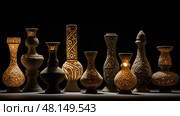 artifacts ancient oil lamps ai generated. Стоковое AI-изображение, AI-художник Vectorwin / Фотобанк Лори