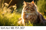 purring brown cat ai generated. Стоковое AI-изображение, AI-художник Vectorwin / Фотобанк Лори