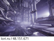 Retrofuturism interior of the building, free space structure. AI Generative. Стоковое AI-изображение, AI-художник Spirit River / Фотобанк Лори