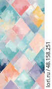 Layers of pastel colors blend harmoniously, forming a modern abstract design. Soft blues, pinks, and yellows bring life to the canvas with a refreshing artistic flair Generative AI. Стоковое AI-изображение, AI-художник Юлия Петровская / Фотобанк Лори