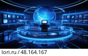 nology high tech blue background ai generated. Стоковое AI-изображение, AI-художник Vectorwin / Фотобанк Лори