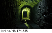 glimmer light at the end of a tunnel ai generated. Стоковое AI-изображение, AI-художник Vectorwin / Фотобанк Лори