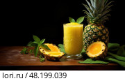 green pineappl pineapple fruit ai generated. Стоковое AI-изображение, AI-художник Vectorwin / Фотобанк Лори